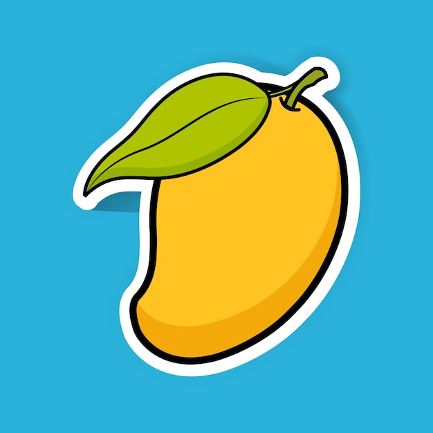 Het heerlijke verse ontwerp van de het fruit vectorillustratie van het rijpe Mangofruit. Printbare mango-sticker