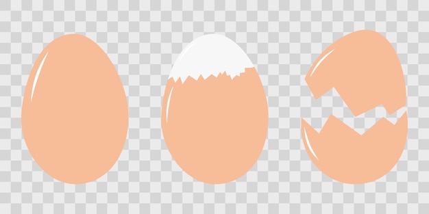 Het hele ei gedeeltelijk geschild gekookt ei en eierschil menu of recept kaarten ontwerp element idee set 3