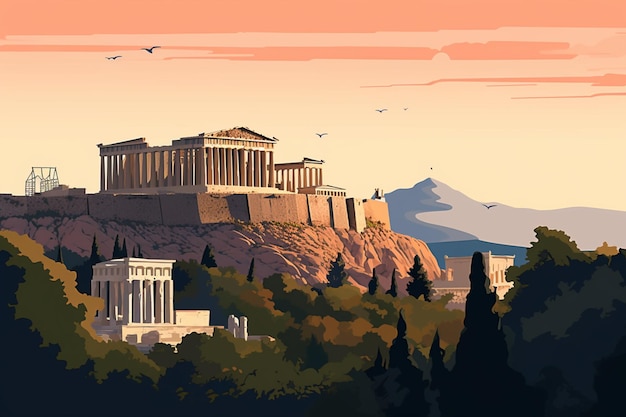 Het iconische Parthenon en de Akropolis van Athene