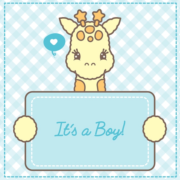 Het is een girafkaart van het jongensbaby voor baby shower