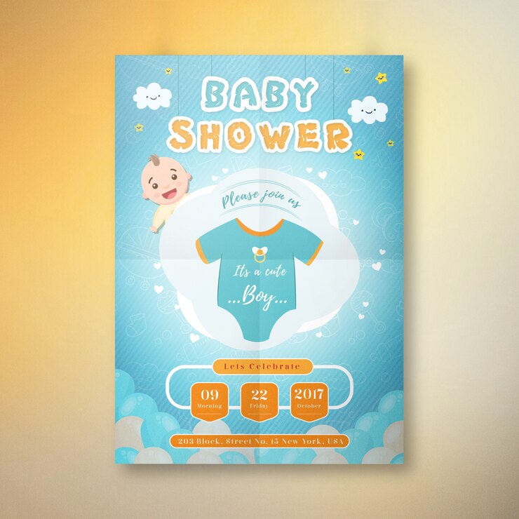 Vector het is een jongen baby shower invitation card