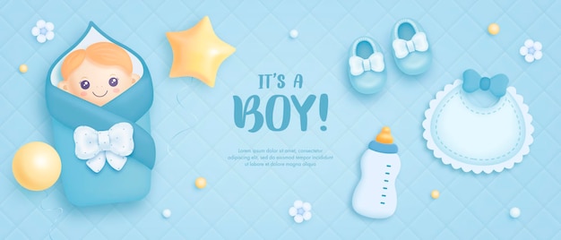 Het is een uitnodiging voor een babyshower voor jongens