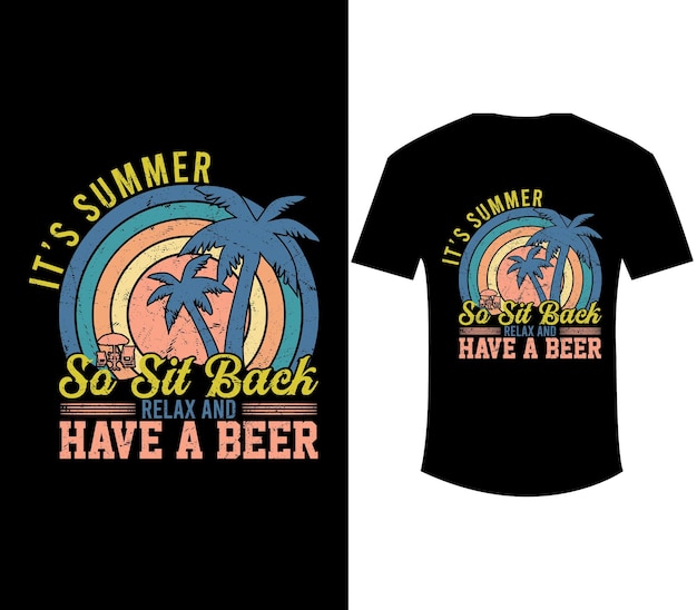 Het is zomer, dus leun achterover en ontspan en heb een retro vintage t-shirtontwerp voor bier