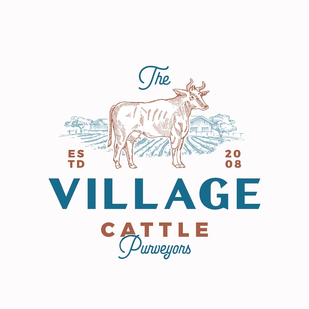 Het kalligrafische embleem van het Village Cattle-logo