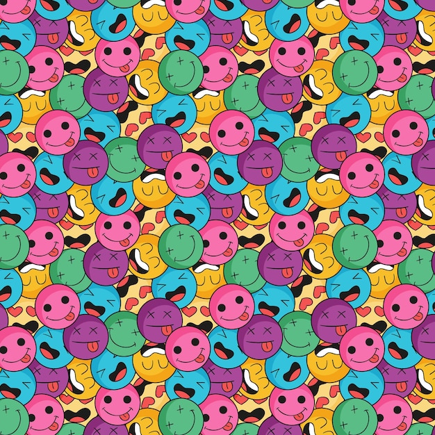 Het kleurrijke patroon van glimlachemoticons