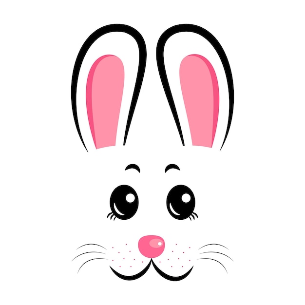 Het konijn is het symbool van 2023 Kawaii Rabbit face Vector illustration