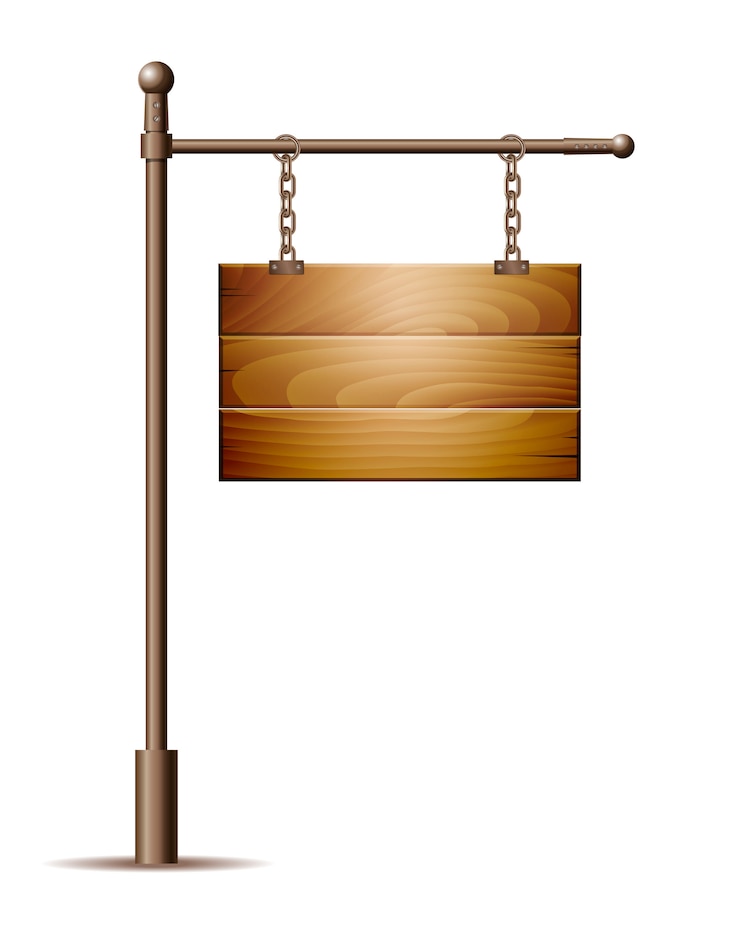 Vector het lege houten raadsteken hangen op een ketting