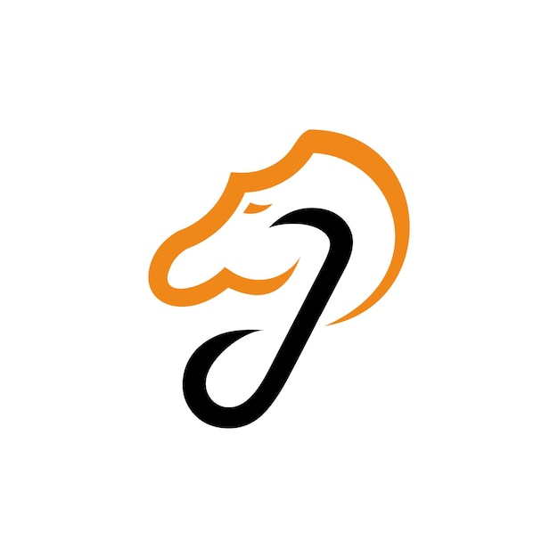 Het letter j paardenlogo is elegant en modern