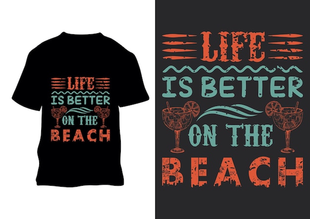 Het leven is beter op het strand retro vintage t-shirtontwerp