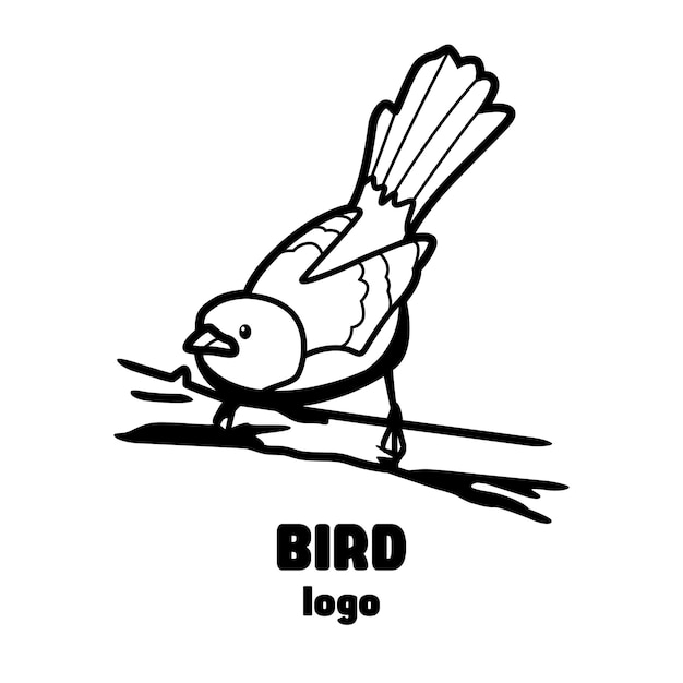 Het logo van een vogel die op een tak zit en naar ons kijkt Vogellogo dat vrijheid symboliseert