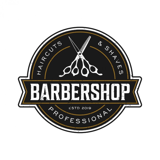 Vector het logo voor barbershop met vintage stijl