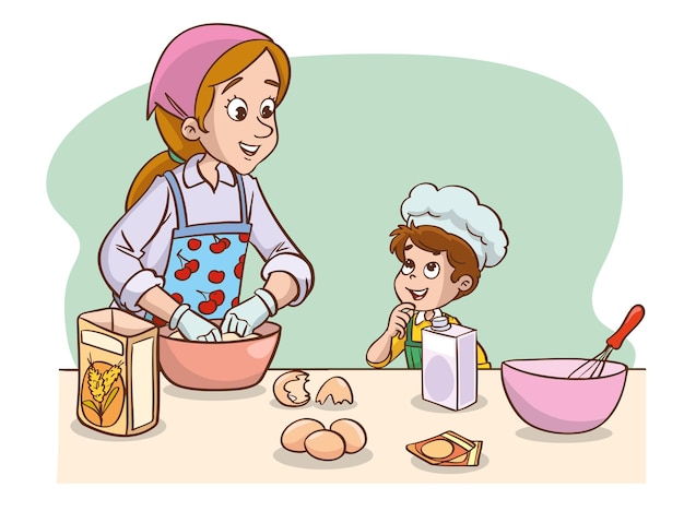 het maken van taart of brood in de keuken