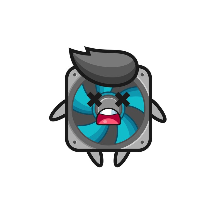 Vector het mascottekarakter van de dode computerfan, schattig stijlontwerp voor t-shirt, sticker, logo-element