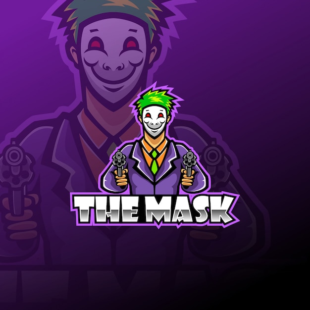 Vector het masker esport mascotte logo sjabloon