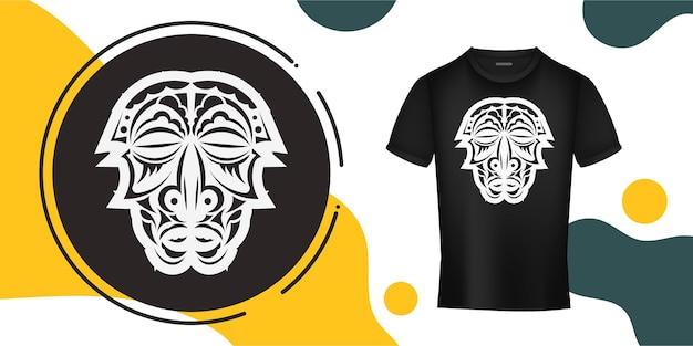 Het masker van de goden in de vorm van maori-patronen een kant-en-klaar sjabloon voor uw afdruk op een t-shirt-beker of mobiel hoesje