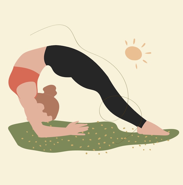 Het meisje doet yoga in het park yogatrainer sport gezonde levensstijl vectorillustratie