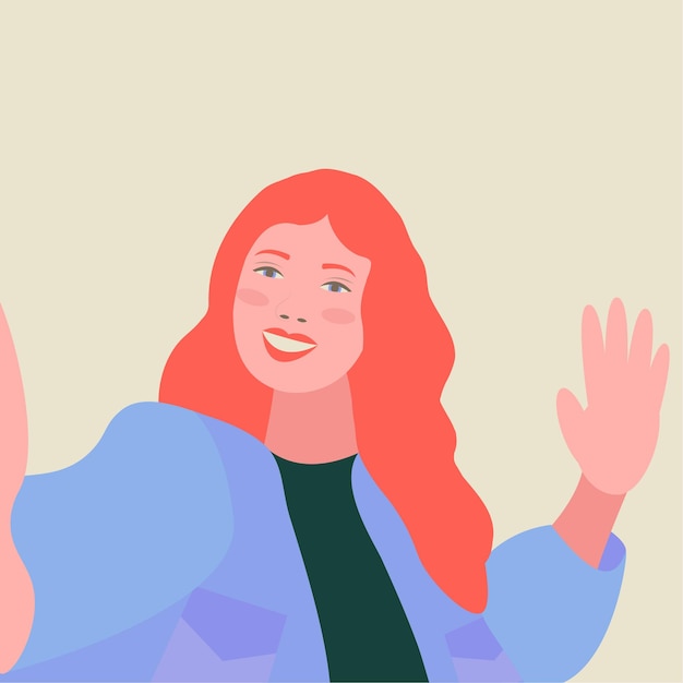 Het meisje maakt een selfie-foto en glimlacht. Vectorillustratie in felle kleuren in pop-art stijl.