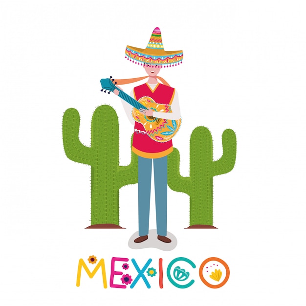 Het mexicaanse ontwerp van het mensenbeeldverhaal, latijn van het de cultuurtoerisme van mexico en de vectorillustratie van het partijthema