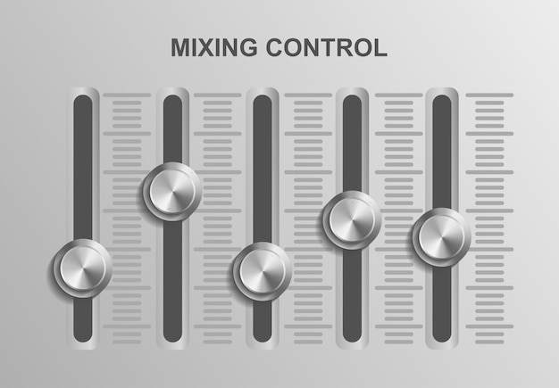 Vector het mixen van controle muziek dj, illustratie geluid audio, studio controle apparatuur record, media uitzending opname, entertainment professioneel ontwerpconcept