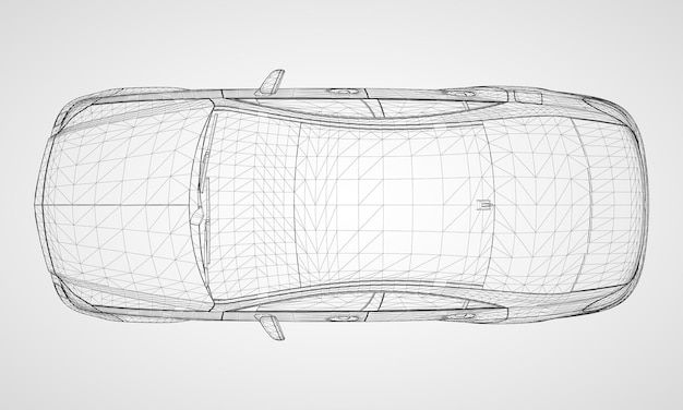 Vector het model heeft een premium sedan. vectorillustratie in de vorm van een zwart veelhoekig driehoekig raster op een grijze achtergrond.