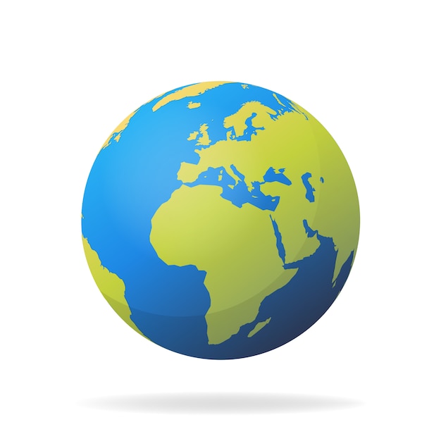 Het moderne 3d concept van de wereldkaart dat op witte achtergrond wordt geïsoleerd. Wereld planeet, aarde bol illustratie