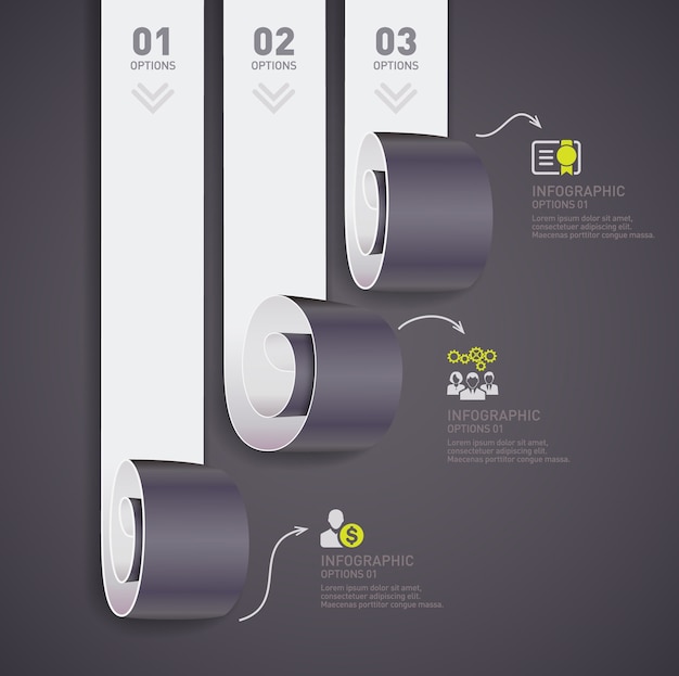 Vector het moderne document rolt infographic concepten vectorillustratie