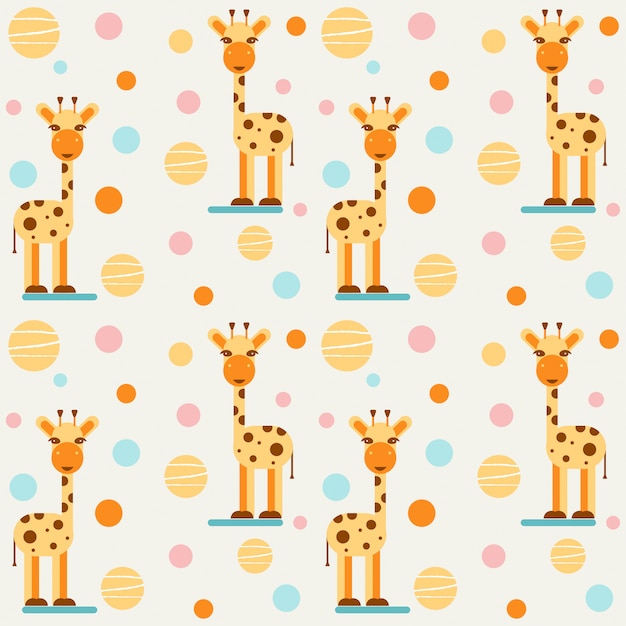 Het naadloze patroon van kinderen met giraffen en ballen
