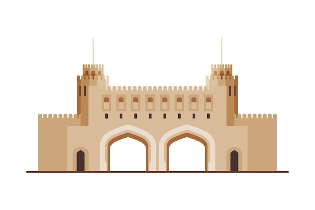Het Nationaal Museum Muscat City Architectuur Reis naar Oman Beroemd historisch monument gebouw Platte vector illustratie