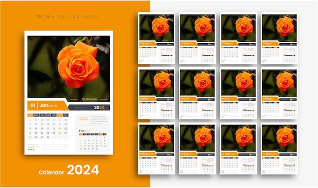 Vector het ontwerp van de kalender van 2024