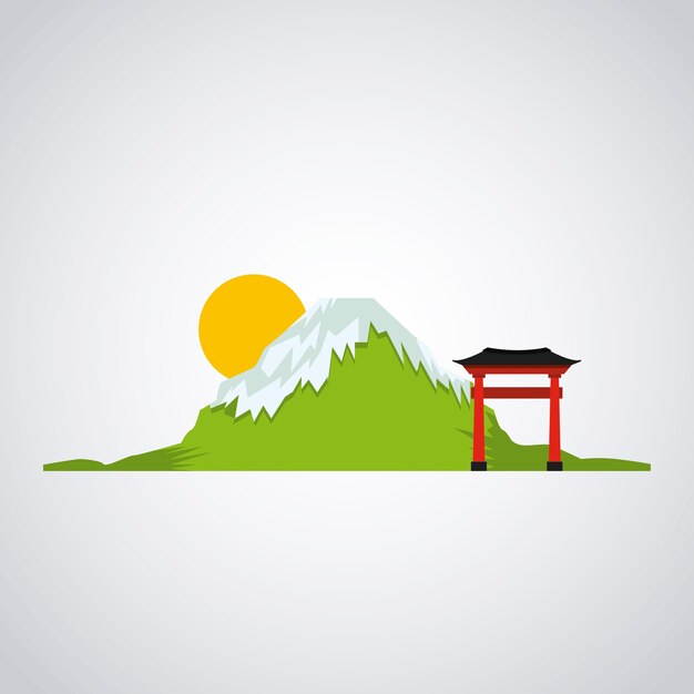 Het ontwerp van het land van japan, vector grafische illustratie eps10