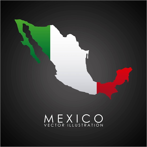 Het ontwerp van Mexico over zwarte vectorillustratie als achtergrond