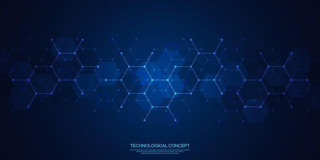 Het ontwerpelement van zeshoekige vorm Concepten en ideeën voor technologische wetenschap en geneeskunde