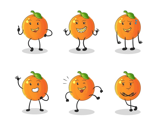 Het oranje happy set-karakter. cartoon mascotte