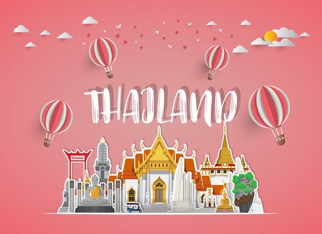 Het Oriëntatiepunt Globaal Reis en Reisdocument van Thailand achtergrond. .