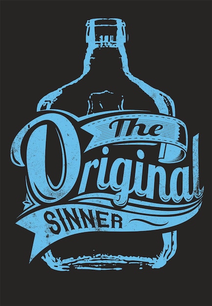 Vector het originele typografische ontwerp van de sinner bottle jaar