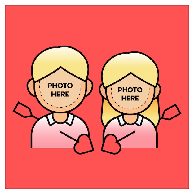 Het paarjongen en meisje van photobooth met pijl