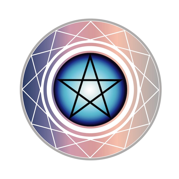 Het pentagram is een ster met vijf punten in een cirkel