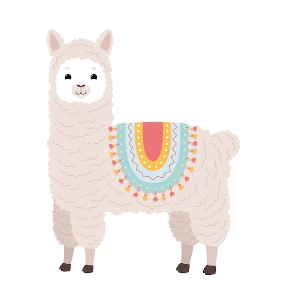 Vector het personage alpaca met een cape op de rug vector illustratie