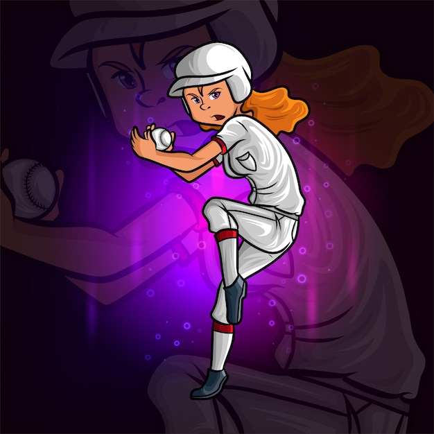 Het professionele honkbal werper esport mascotte ontwerp van illustratie