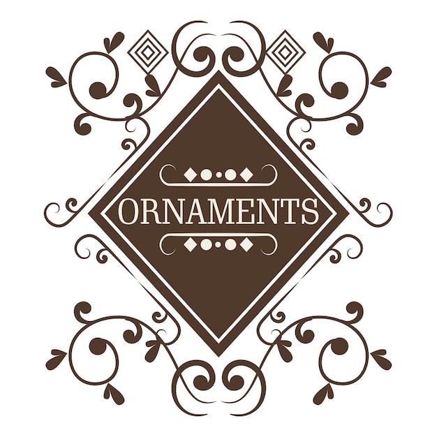 Het sier diamantvormige kader en de ornamenten ondertekenen over witte achtergrond. Vector illustratie.