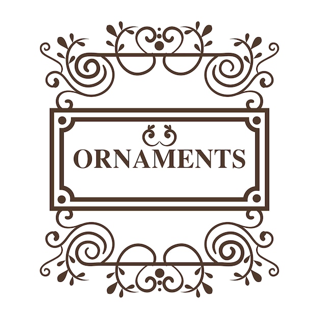 Het sierkader en de ornamenten ondertekenen over witte achtergrond. Vector illustratie.