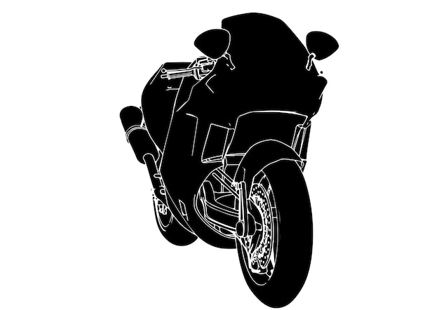 Het silhouet van de sportmotorfiets op witte vector als achtergrond
