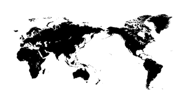 Het silhouet van de wereldkaart dicht bij de exacte contour. Voor gebruik in industriële interieurs.