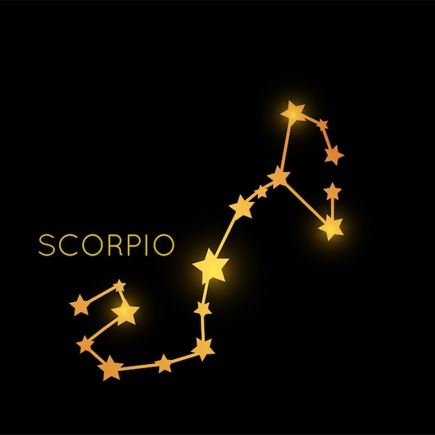 Het sterrenbeeld Schorpioen in de ruimte gouden dierenriemteken