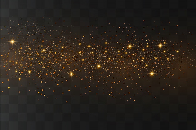 Het stof vonkt en gouden sterren schijnen met speciaal licht. Sprankelende magische stofdeeltjes.