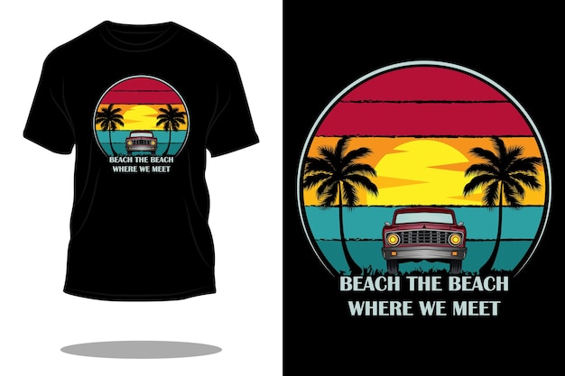 Het strand waar we retro t-shirtdesign verzamelen