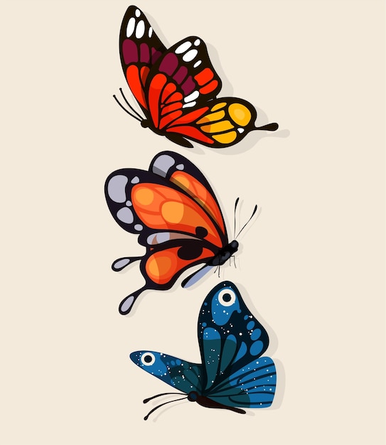Het vector kleurrijke ontwerp van vlinderspictogrammen