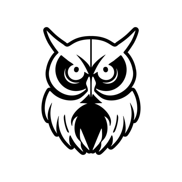 Het vectorlogo van de uil is in het zwart en is vakkundig geïsoleerd op een achtergrond van smetteloos wit