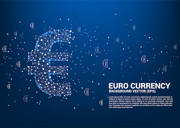 Het vectorsymbool van de geld euro munt van veelhoekpunt verbindt lijn.