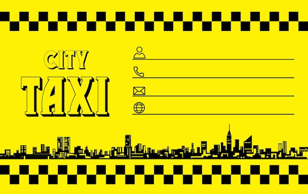 Het visitekaartje van de taxi in zwart en geel